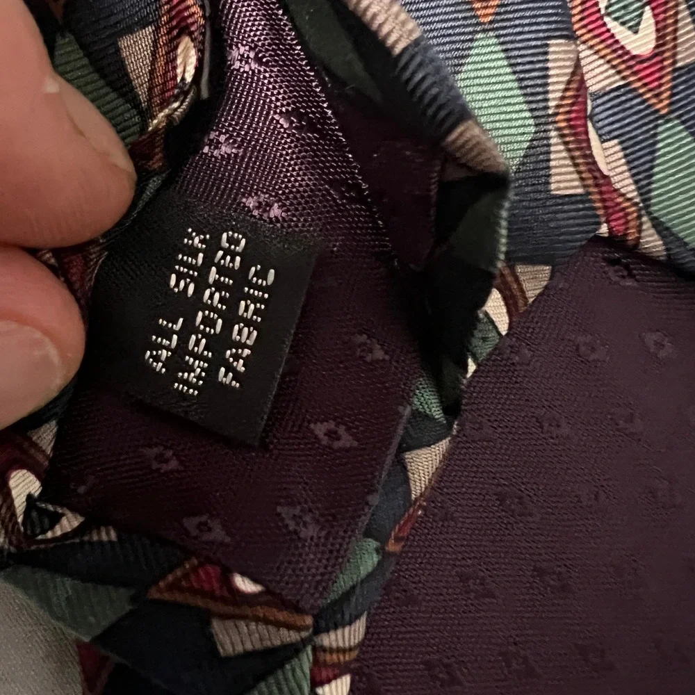 Albert Nipon‎ Silk Tie Geometric Retro Diamond Pattern Navy Green Burgundy Men
